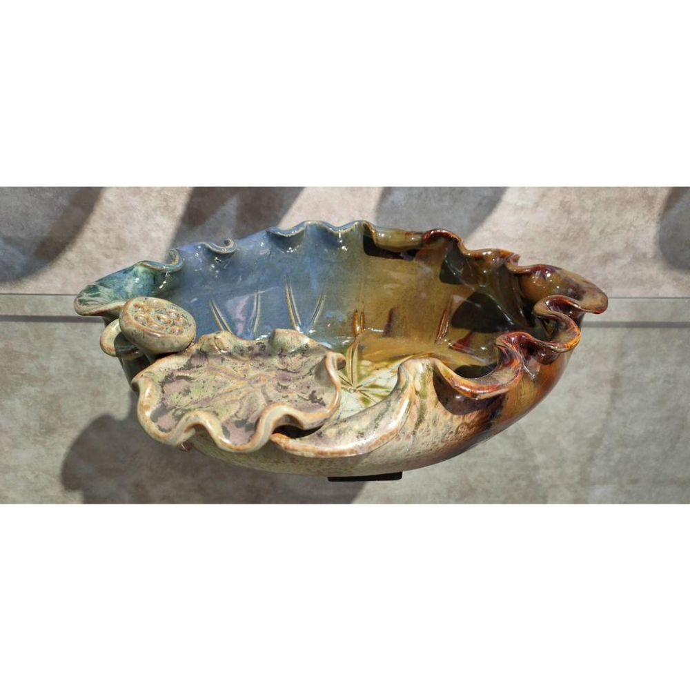 【娟兒藝品】三彩蓮花流水盆✔物品槽✔展示✔藝術品✔洗手台-細節圖2