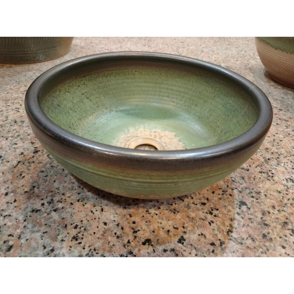 【娟兒藝品】墨綠手盆陶瓷器✔物品槽✔展示✔藝術品✔洗手盆-細節圖3