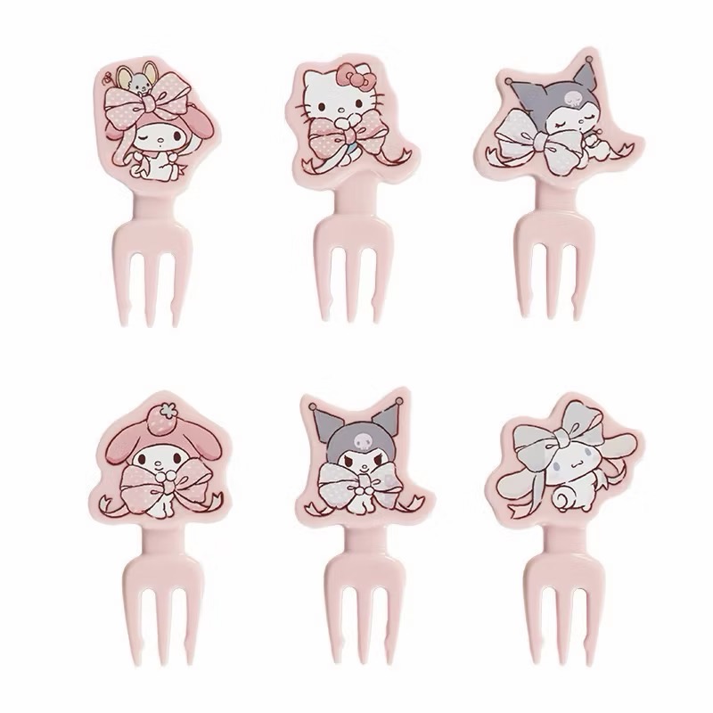 日本 三麗鷗 水果叉 （無盒子） Hello Kitty 大耳狗 美樂蒂 庫洛米 布丁狗 叉子 甜點叉 小叉子 水果叉-細節圖2