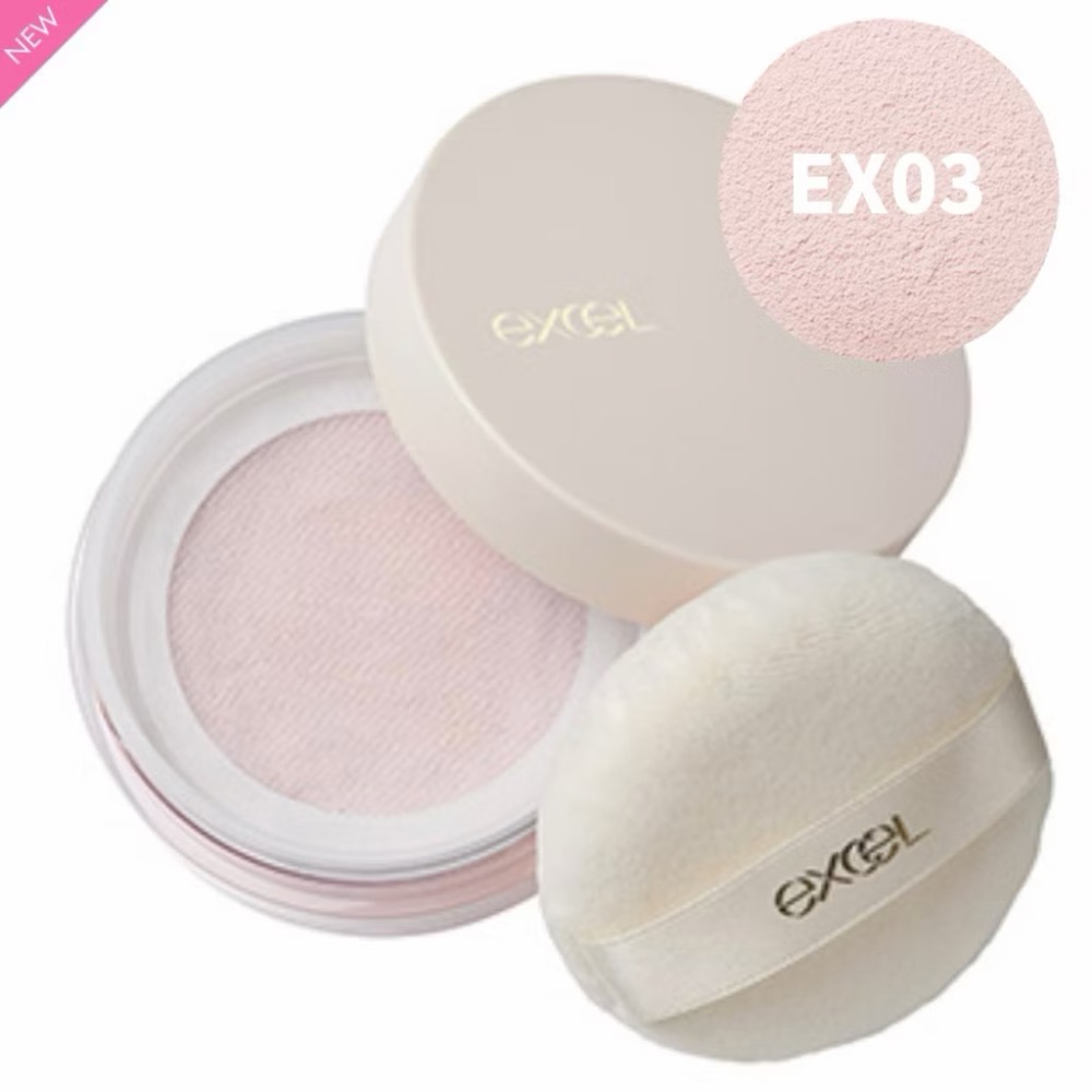 日本境內excel 2025秋季新品 精華蜜粉 保濕蜜粉 定妝蜜粉 限定色EX04淡薰衣草 EX03粉色蜜粉 精華蜜粉-細節圖8