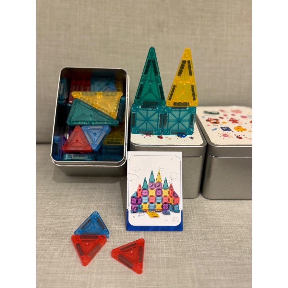 Mini磁力片56pcs - 鐵盒有點凹唷-細節圖2