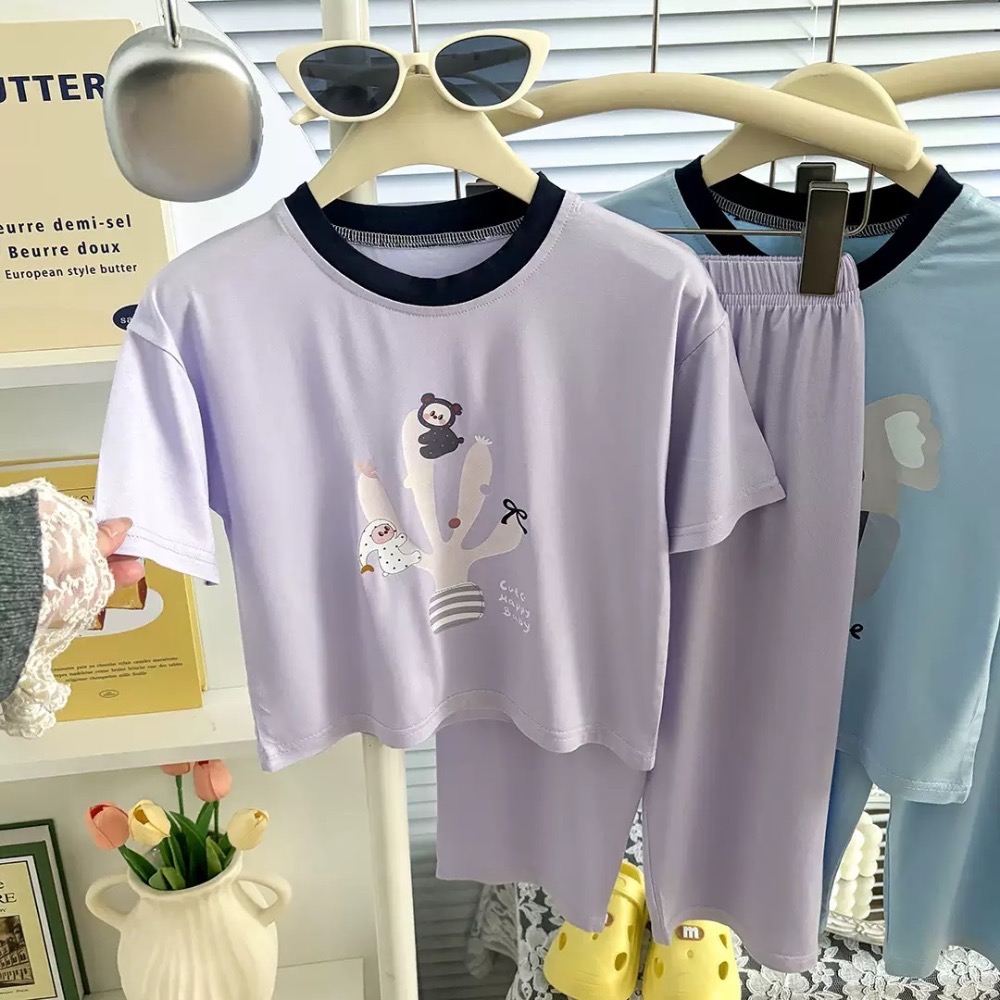 莫代爾夏季超薄短袖長褲家居服 預購-規格圖6