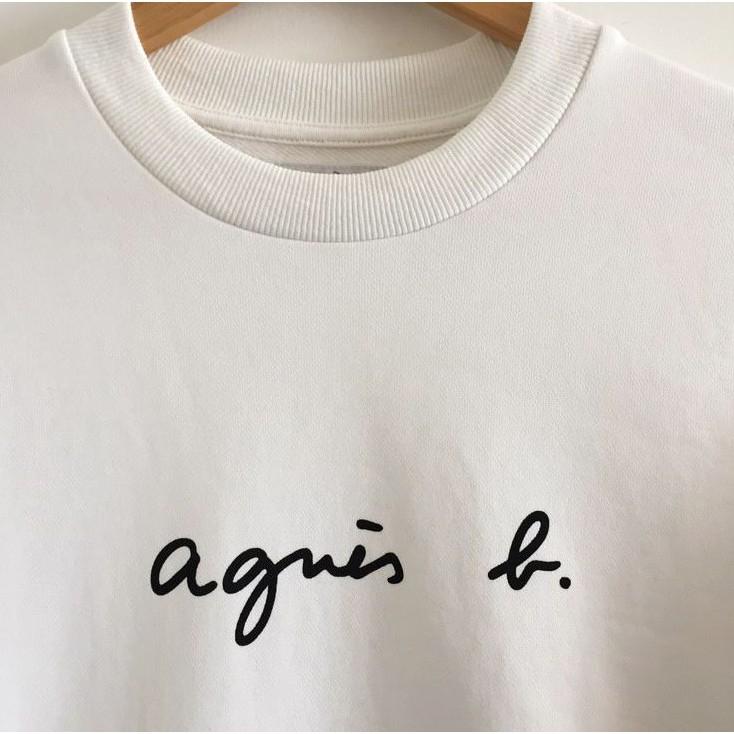 新款👫情侶推薦 日本 ag.b 小b 日本b經典草寫LOGO 男款 女款 2色 加絨 大學T 長袖 T恤-細節圖5