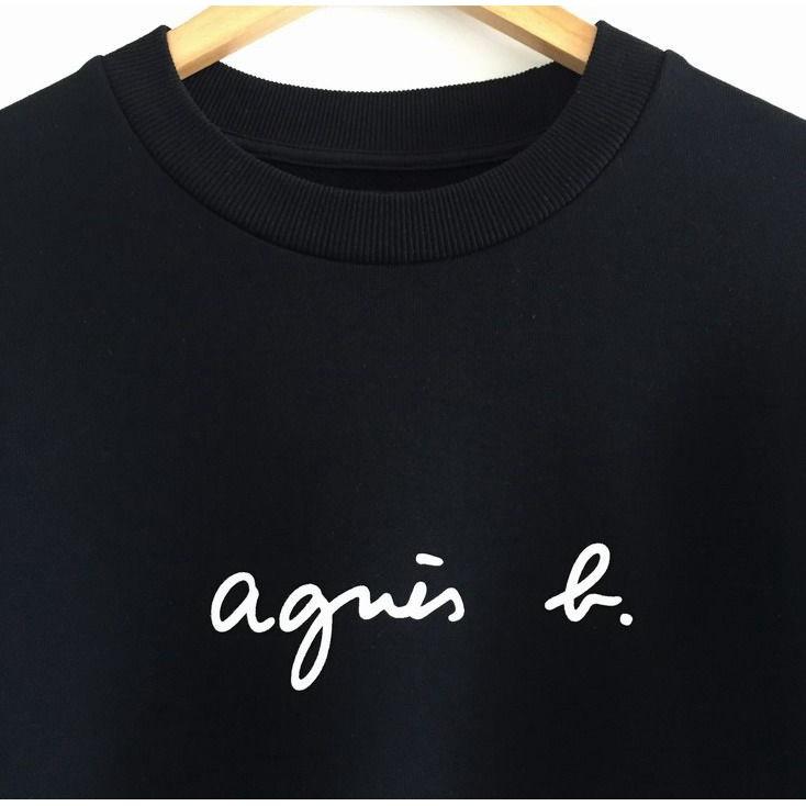 新款👫情侶推薦 日本 ag.b 小b 日本b經典草寫LOGO 男款 女款 2色 加絨 大學T 長袖 T恤-細節圖6