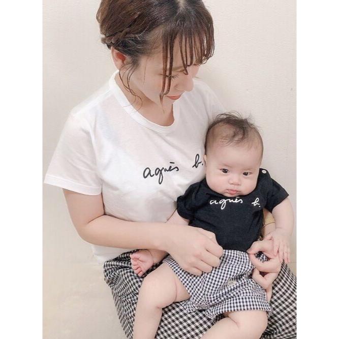 新款 👨可親子 日本B 小b 小B包 草寫小字母 男童 女童 3色 純棉短袖 短袖 T恤 童裝-細節圖2