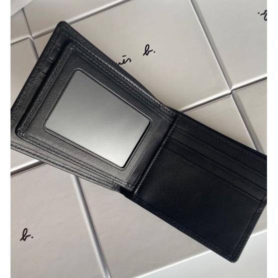 日本 agnes b 小b  日本b 經典 男款 質感 牛皮 真皮 黑色 皮夾 短夾 錢包 卡包-細節圖5