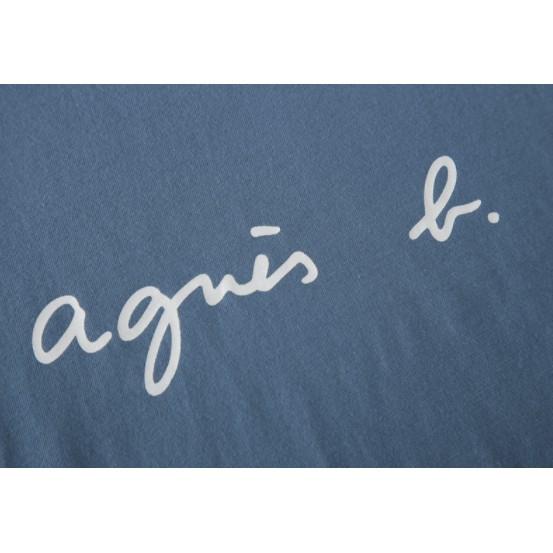 新款!👫情侶 日本 ag.b 小b 日本b 經典款 草寫字母 男款 女款 情侶款 藍色 純棉短袖 短袖 T恤-細節圖2