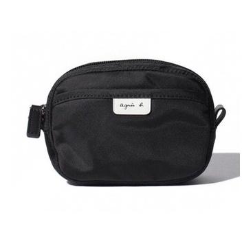 日本包 ag.b 小b包 日本b 質感 防水 草寫字母LOGO 黑色 深藍色 化妝包 手拿包 收納包 萬用包-細節圖2