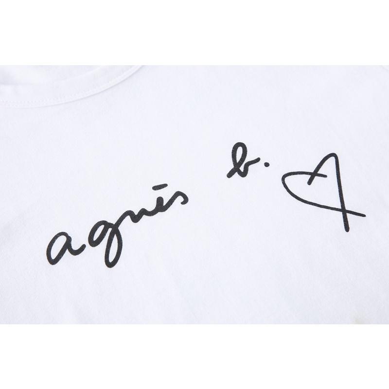 新款👫情侶 日本 ag.b 小b 日本b 經典 草寫文字 愛心 男款 女款 情侶款 白色 黑色 純棉短袖 短袖 T恤-細節圖6