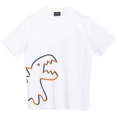 日本 agnes b 小b  日本b 經典款 大恐龍撞色印花 男款 女款 情侶款 2色 純棉短袖 短袖 T恤-細節圖2