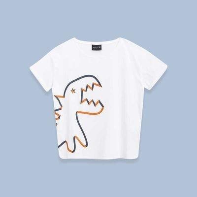 日本 agnes b 小b  日本b 經典款 大恐龍撞色印花 男款 女款 情侶款 2色 純棉短袖 短袖 T恤-細節圖3