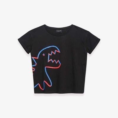 日本 agnes b 小b  日本b 經典款 大恐龍撞色印花 男款 女款 情侶款 2色 純棉短袖 短袖 T恤-細節圖4