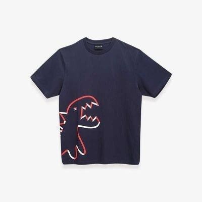 日本 agnes b 小b  日本b 經典款 大恐龍撞色印花 男款 女款 情侶款 2色 純棉短袖 短袖 T恤-細節圖5