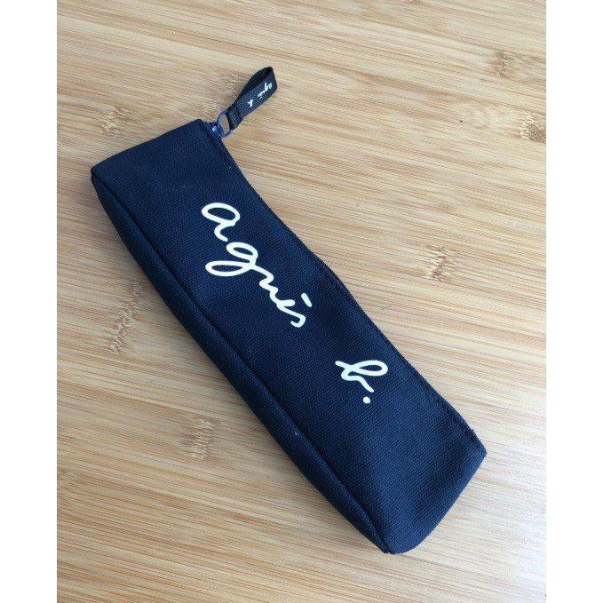 現貨 日本包 ag.b 小b包 日本b 草寫LOGO 帆布 簡約 黑色 米白色 藏青色 文具 筆袋 鉛筆袋 鉛筆盒-細節圖5