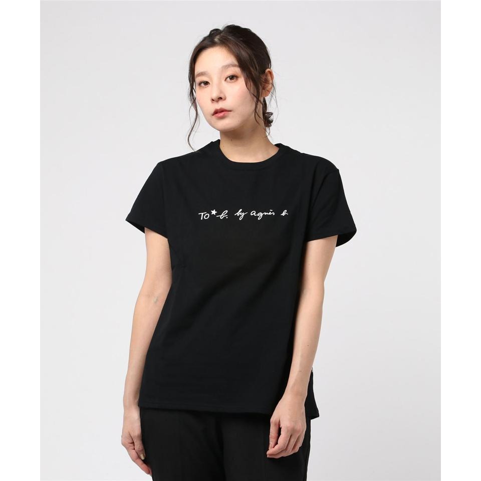日本 agnes b 小b 小b 日本b 經典 草寫文字  男款 女款 情侶款 白色 黑色 純棉短袖 短袖 T恤-細節圖4