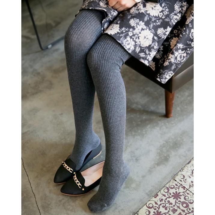 韓國製 保暖直紋針織毛褲襪-細節圖3