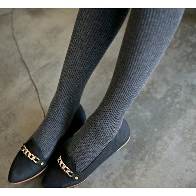 韓國製 保暖直紋針織毛褲襪-細節圖5