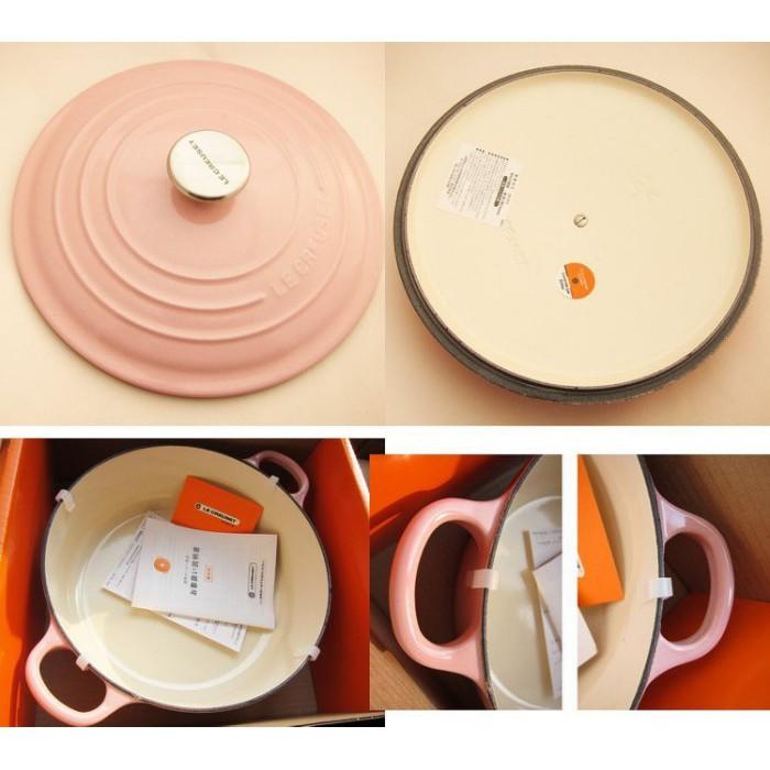 法國Le Creuset 雪紡粉24cm 火鍋鍋/燉飯鐵鍋 (3 1/2QT)-細節圖2