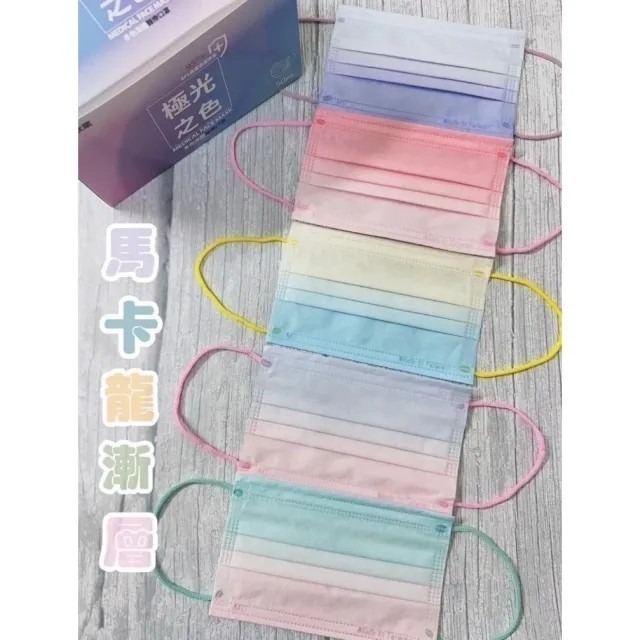 【德晟】馬卡龍漸層色 兒童/成人平面醫療口罩 (50入/盒)-細節圖2