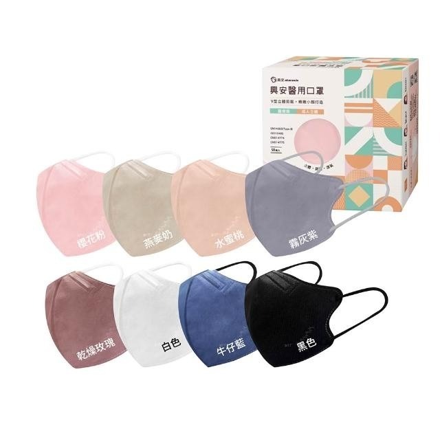 【興安】小顏款 成人3D立體醫用口罩 (50入/盒)-細節圖2
