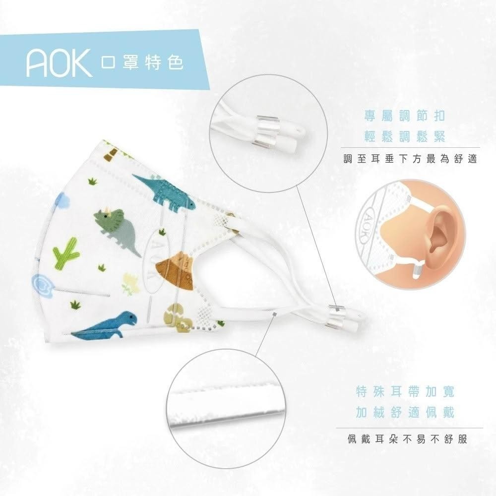 【AOK飛速】小恐龍 兒童3D立體醫用口罩 (25入/盒)-細節圖3