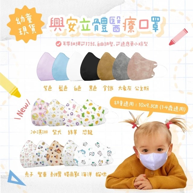 【興安】幼幼/中童/大童 3D立體醫用口罩 (50入/盒)-細節圖3