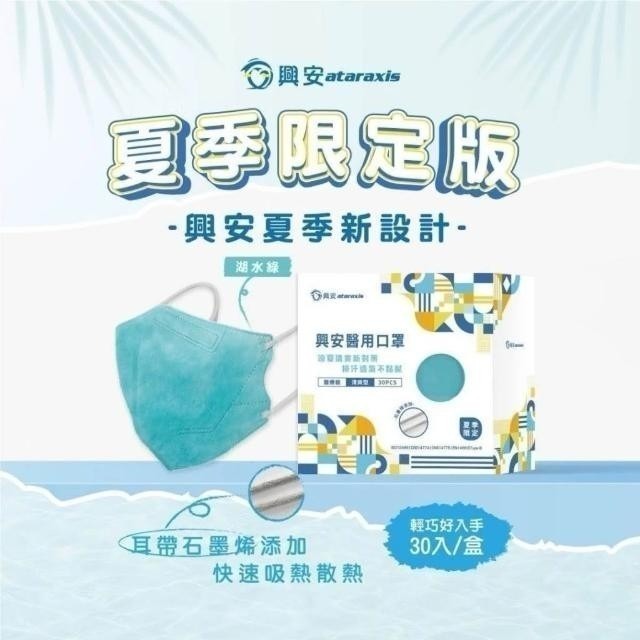 【1+1組合價】【興安】夏季涼感款 成人/加大3D立體醫用口罩 (30入/盒x2盒)-細節圖3