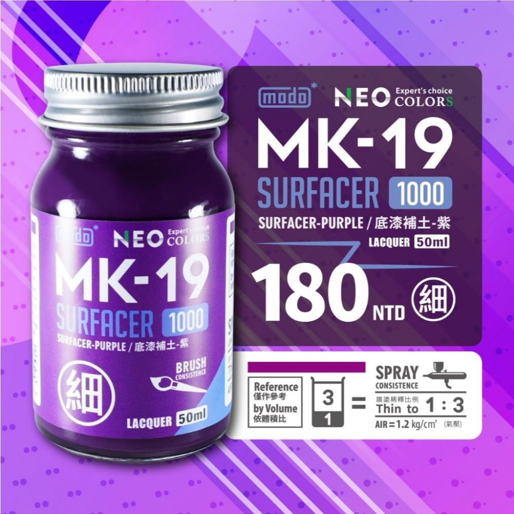 (Pandainn) 摩多 modo 光澤底漆補土 MK18 MK19 粉色補土 紫色補土 模型漆-細節圖3