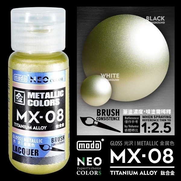 (Pandainn) 摩多 modo 金屬色 MX01 MX02 機械鐵 機械銀 槍鐵 機械金 亮銀 星光銀 模型漆-規格圖2