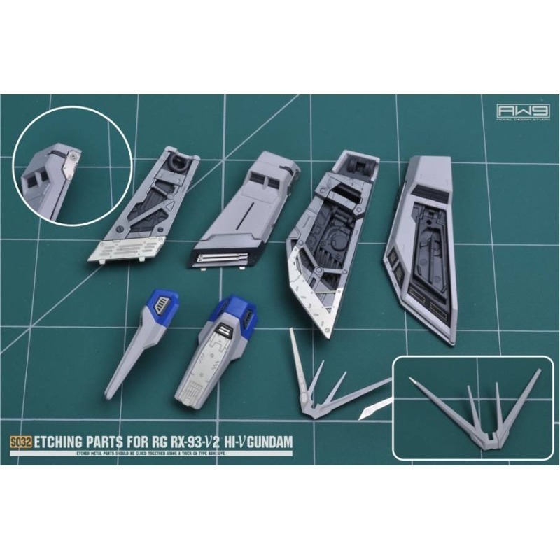 (Pandainn)非模型 鋼魂 AW9 S32 RG RX-93 Hi-ν 海牛鋼彈 蝕刻片改造用套件-細節圖5