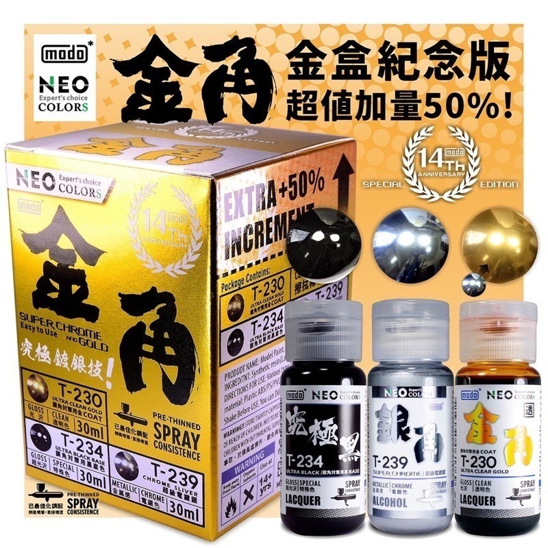 (Pandainn) 摩多 modo 電鍍銀 究極黑 銀角 金角 T234 T239 T230 T235 模型漆-規格圖8