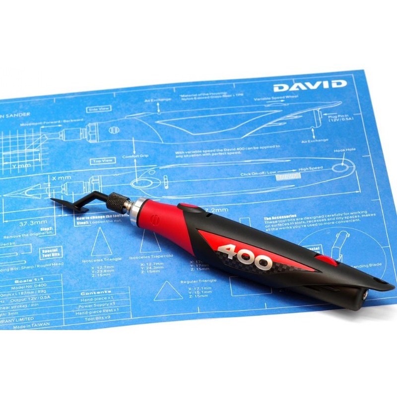 [Pandainn]現貨 大衛 DAVID UNION 400 附11支刀具配件 模型用 打磨機  塑膠模型 線性打磨機-細節圖3