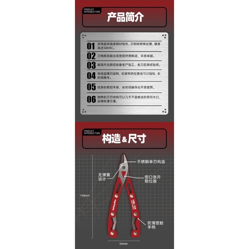 [Pandainn] 喵匠HOBBY MIO 不鏽鋼 單刃斜口鉗 高硬度 HM-109 HM109-細節圖4