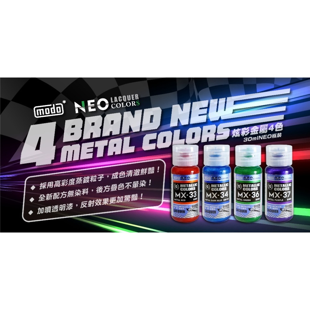 (Pandainn) modo 摩多 MX-NEO金屬色 MX33 MX34 MX36 MX37 金屬紅 金屬藍 模型漆-細節圖2