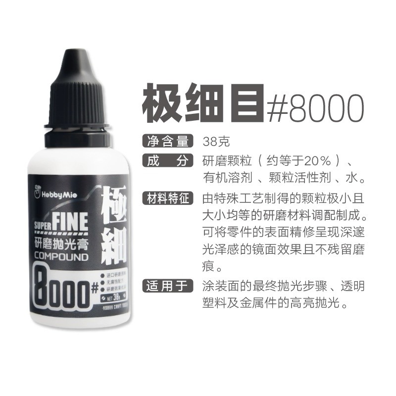 (Pandainn) 喵匠 Hobbymio 研磨膏 拋光蠟 粗目 細目 極細目 水蠟 研磨布 模型工具-規格圖6
