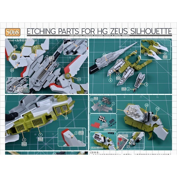 (Pandainn)非模型 鋼魂 AW9 S68 HG 1/144 神王宙斯型外掛裝備 改造蝕刻片 附水貼 aw9-細節圖8