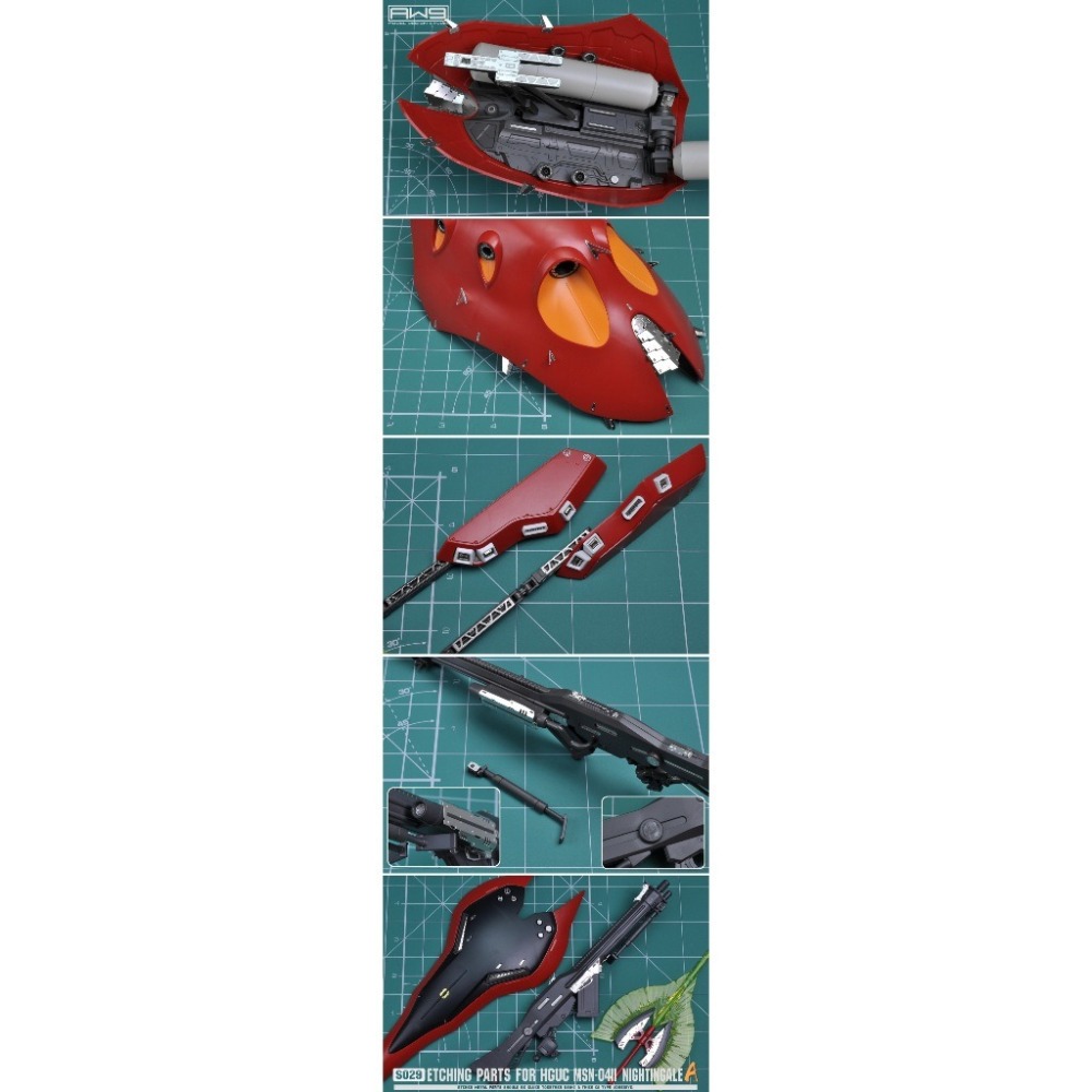 (Pandainn)非模型 鋼魂 AW9 S29 S30 HGUC MSN-04II 夜鶯 蝕刻片附水貼-細節圖4
