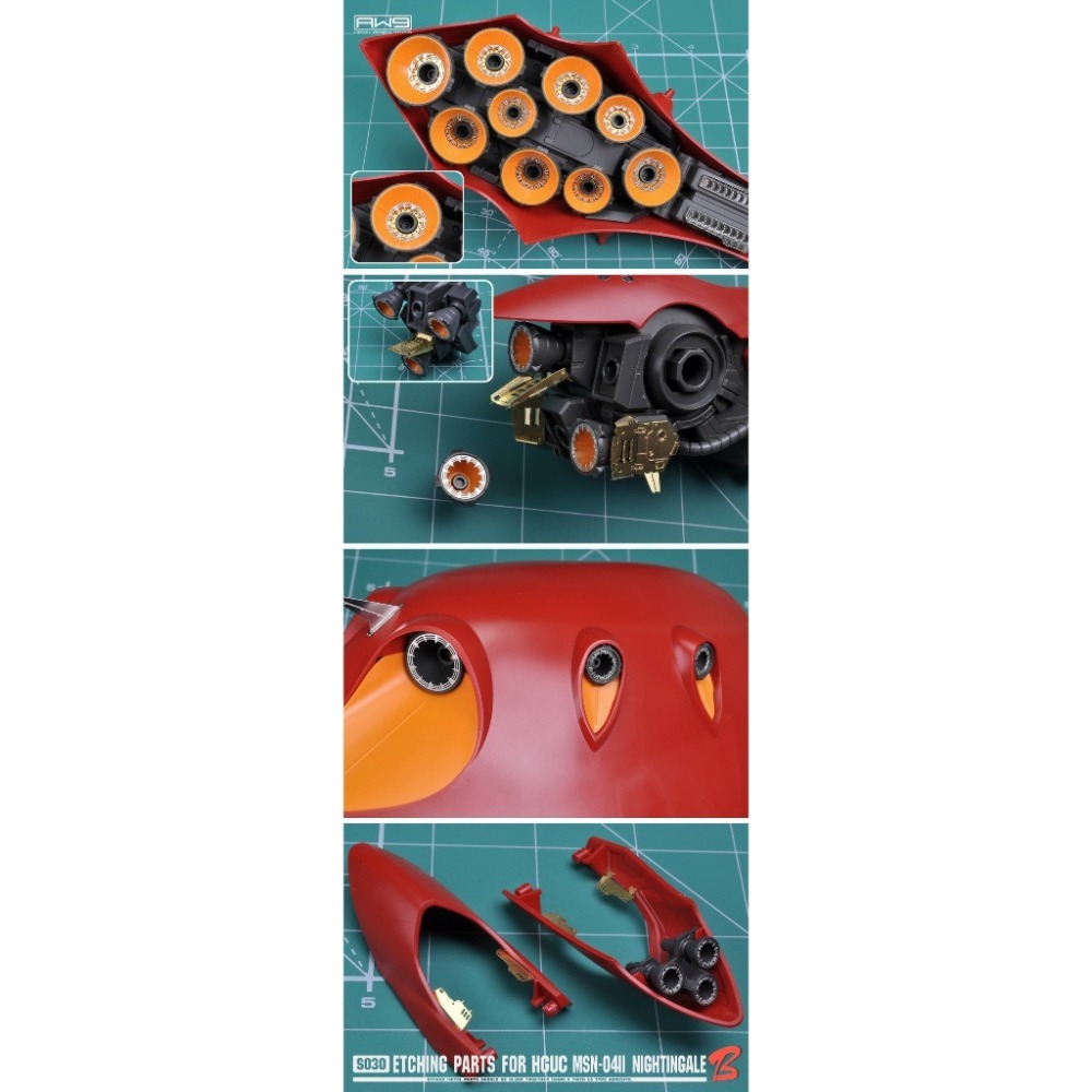 (Pandainn)非模型 鋼魂 AW9 S29 S30 HGUC MSN-04II 夜鶯 蝕刻片附水貼-細節圖8