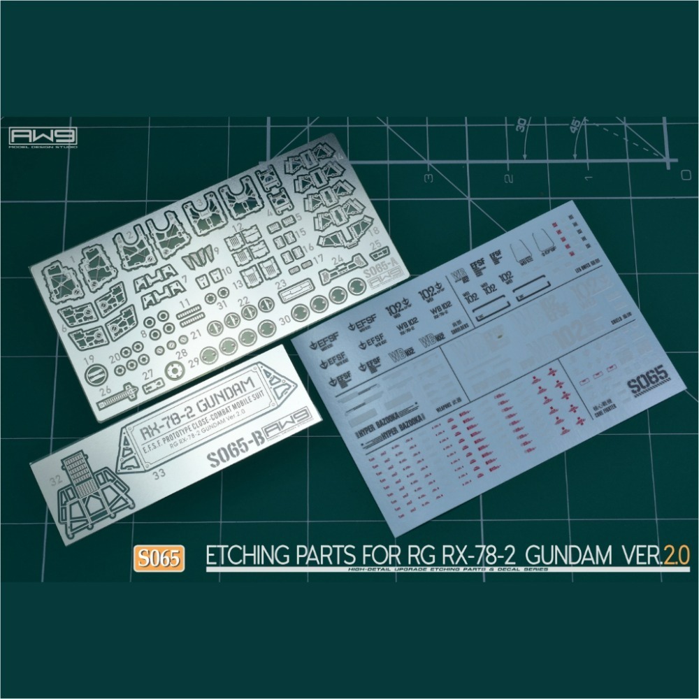 (Pandainn) 非模型 鋼魂 AW9 S65 RG 1/144 RX-78-2 初鋼 2.0 改造蝕刻片附水貼-規格圖6