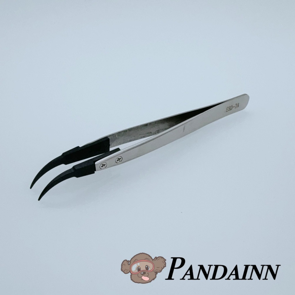 (Pandainn)現貨 防靜電鑷子 彎頭 寬頭 夾子 碳纖維 模型工具-細節圖2