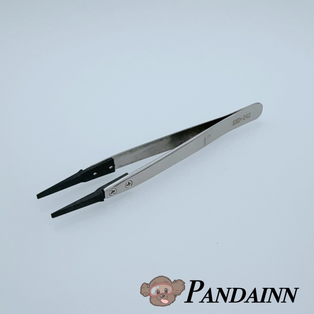 (Pandainn)現貨 防靜電鑷子 彎頭 寬頭 夾子 碳纖維 模型工具-細節圖3
