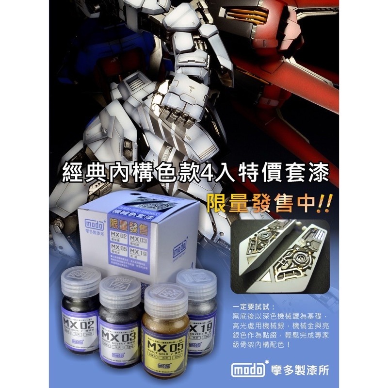 (Pandainn) 摩多 modo 金屬色 機械色套組 MX02 MX03 MX05 MX19 模型漆-細節圖2