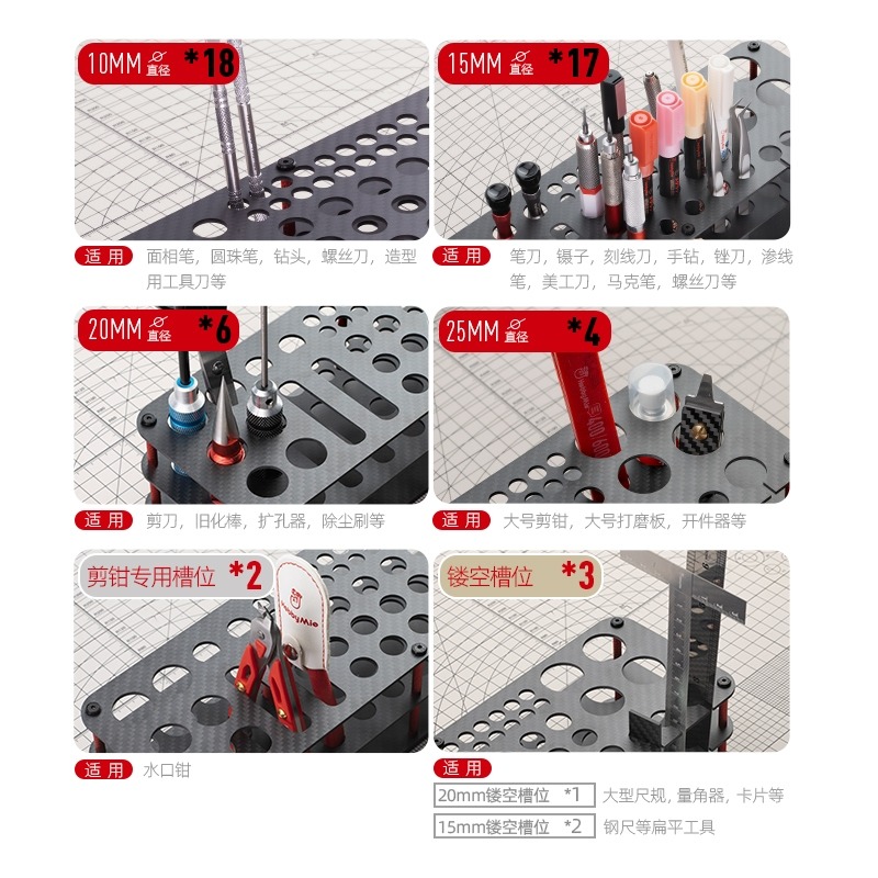 (Pandainn) 喵匠 Hobbymio 桌上工具支架 模型專用工具收納 刻線刀馬克筆支架 模型用品-細節圖5