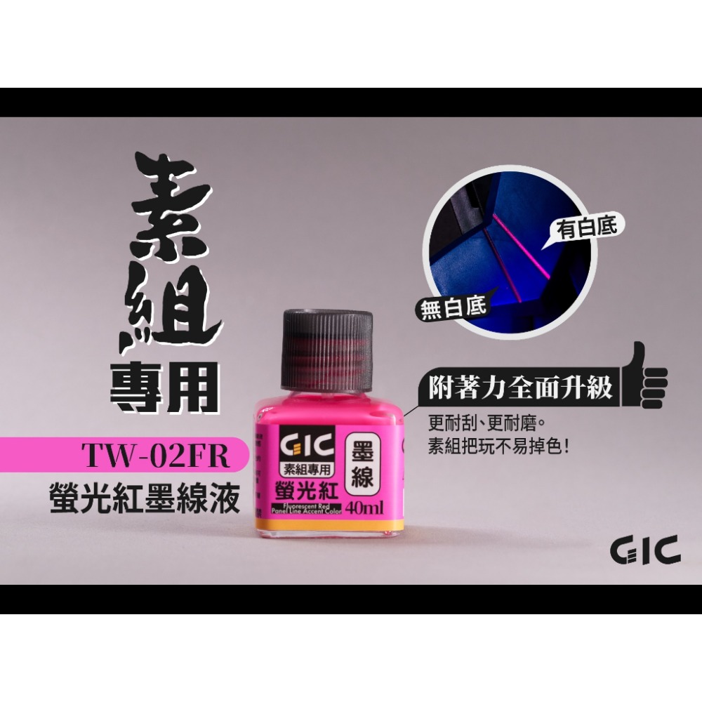 (Pandainn) GIC 素組用 水性墨線液 黑色 白色 深灰 灰色 棕色 螢光紅 素組擦拭溶劑 模型用品-規格圖4