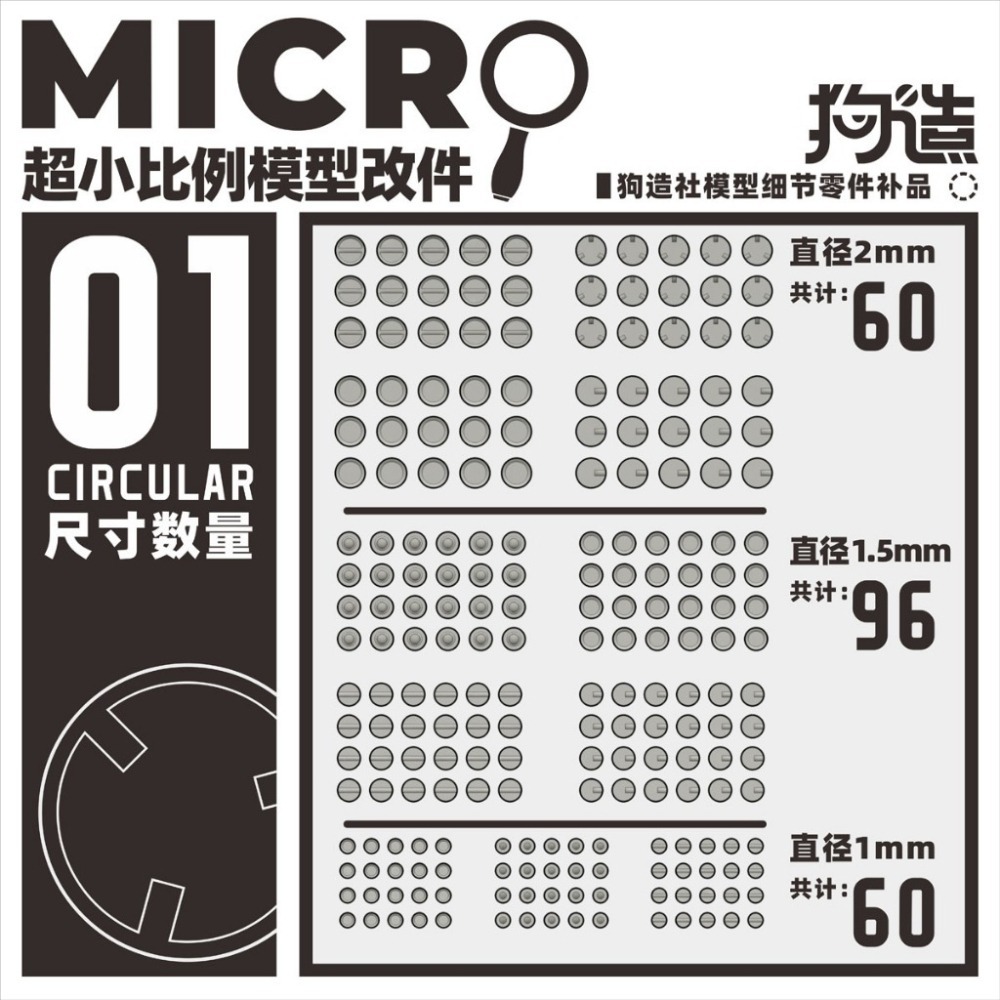 (Pandainn) 狗造社 MIRCO01 MIRCO02小比例微縮模型細節改件通用萬代食玩HG高達壽屋 MIRCO-細節圖2
