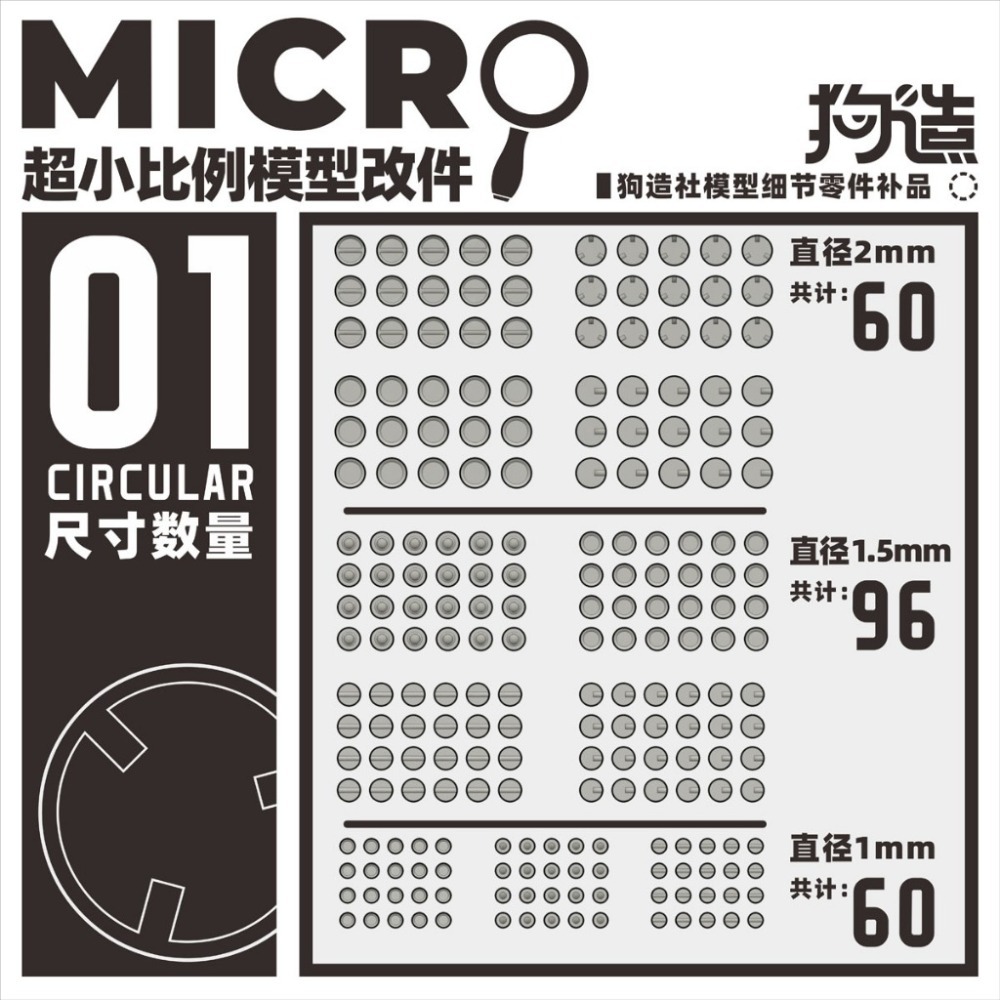 (Pandainn) 狗造社 MIRCO01 MIRCO02小比例微縮模型細節改件通用萬代食玩HG高達壽屋 MIRCO-規格圖5