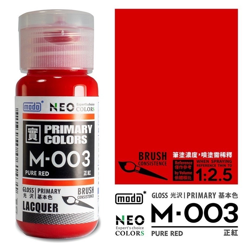 (Pandainn) 摩多 M001 M002 M003 M004 M005 正白 正黑 正紅 正黃 modo模型漆-規格圖3