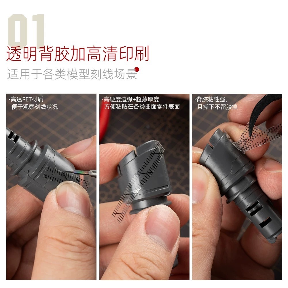(Pandainn) 喵匠 Hobbymio 多角度定位刻線輔助膠帶 硬邊膠帶 帶角度 模型工具-細節圖2