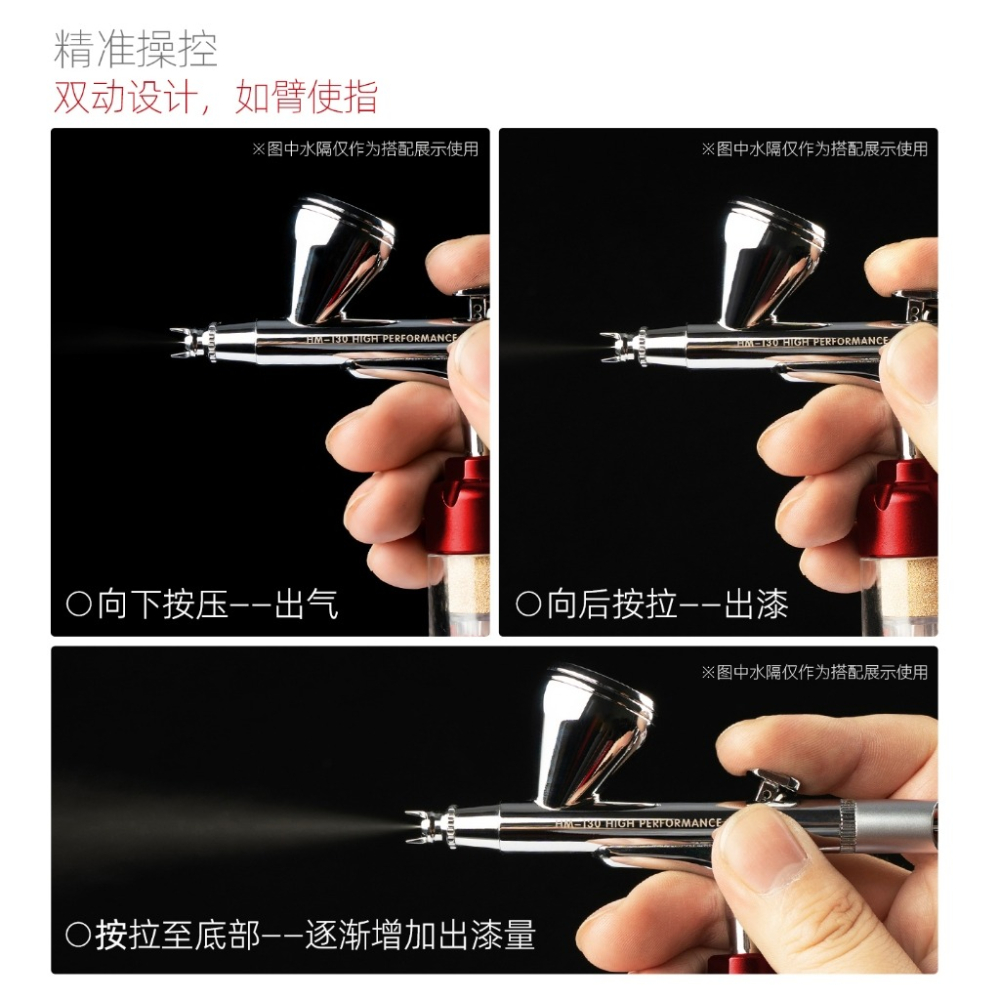 (Pandainn) 喵匠 hobbymio HM130 HP 雙動噴筆 0.3MM口徑 高性能快拆噴嘴 模型工具-細節圖2