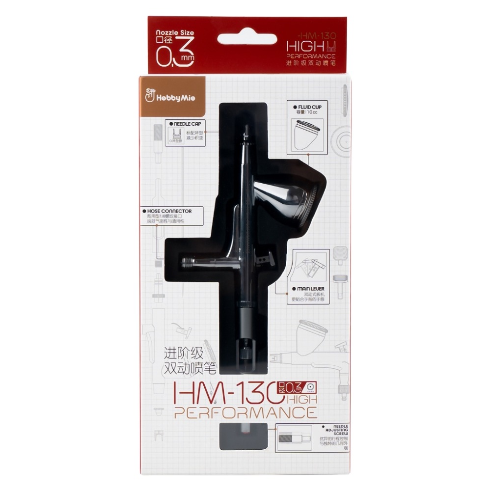 (Pandainn) 喵匠 hobbymio HM130 HP 雙動噴筆 0.3MM口徑 高性能快拆噴嘴 模型工具-規格圖6